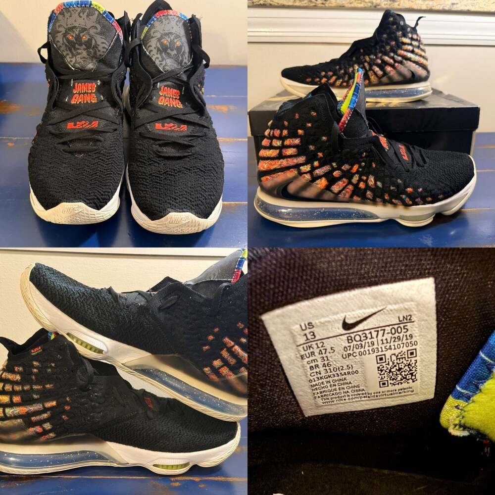 Nike LeBron 17 James Gang Black Multi-Color Size 13
With Box